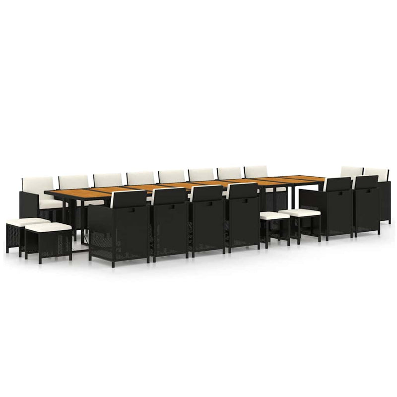 Set mobilier de grădină cu perne, 21 piese, negru, poliratan