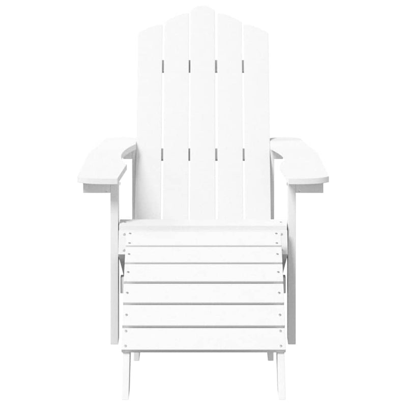 Scaune de grădină Adirondack cu taburete, 2 buc., alb, HDPE