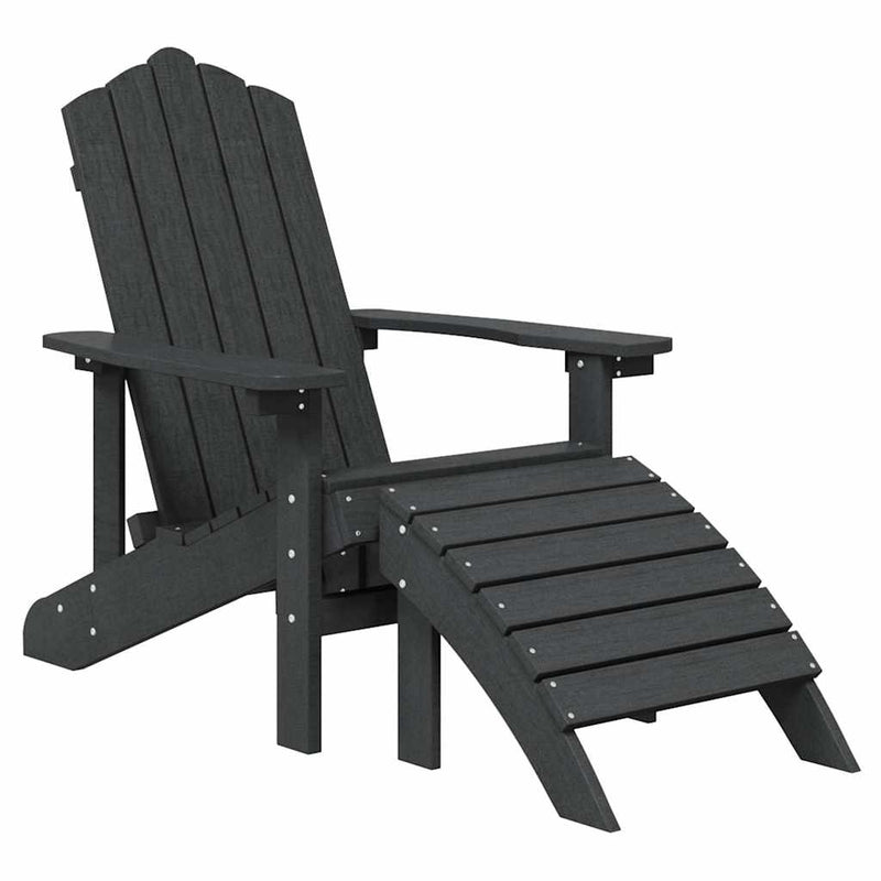 Scaune de grădină Adirondack cu taburete, 2 buc., antracit,HDPE