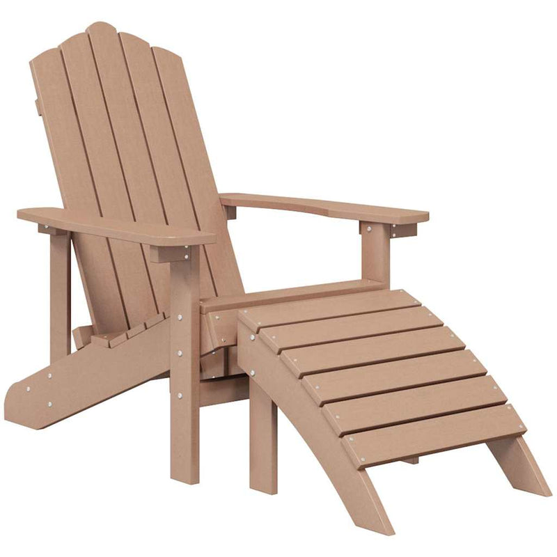 Scaune de grădină Adirondack cu taburete, 2 buc., maro, HDPE