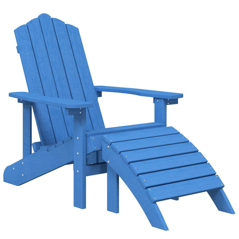 Scaune de grădină Adirondack/taburete,2 buc,albastru marin,HDPE