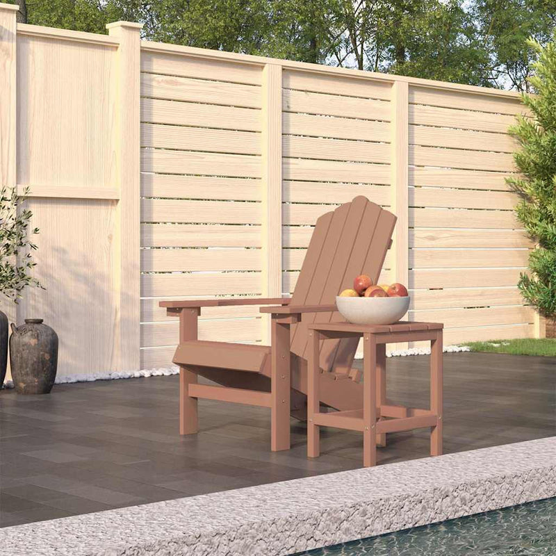 Scaun de grădină Adirondack cu masă, maro, HDPE