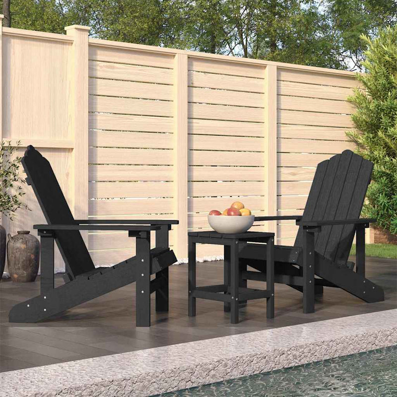 Scaune de grădină Adirondack cu masă, antracit, HDPE