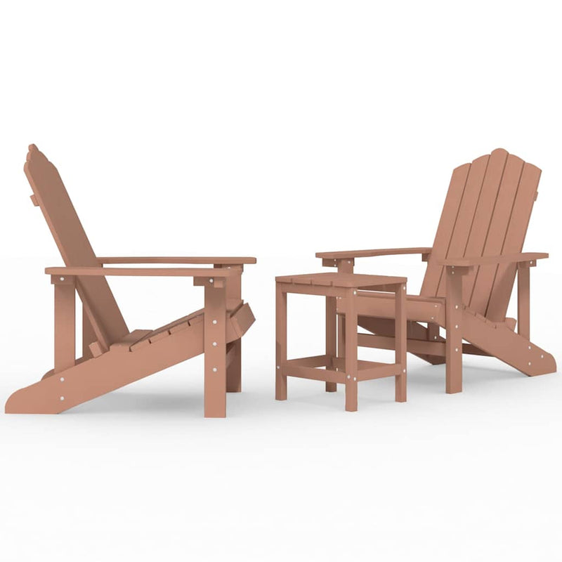 Scaune de grădină Adirondack cu masă, maro, HDPE