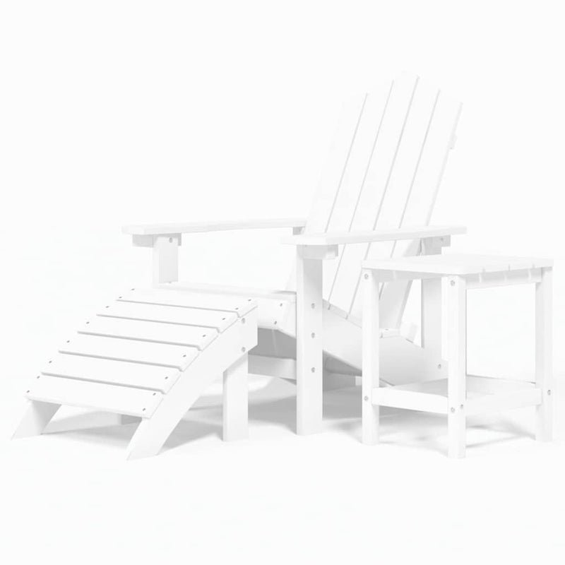 Scaun de grădină Adirondack cu masă și taburet, alb, HDPE