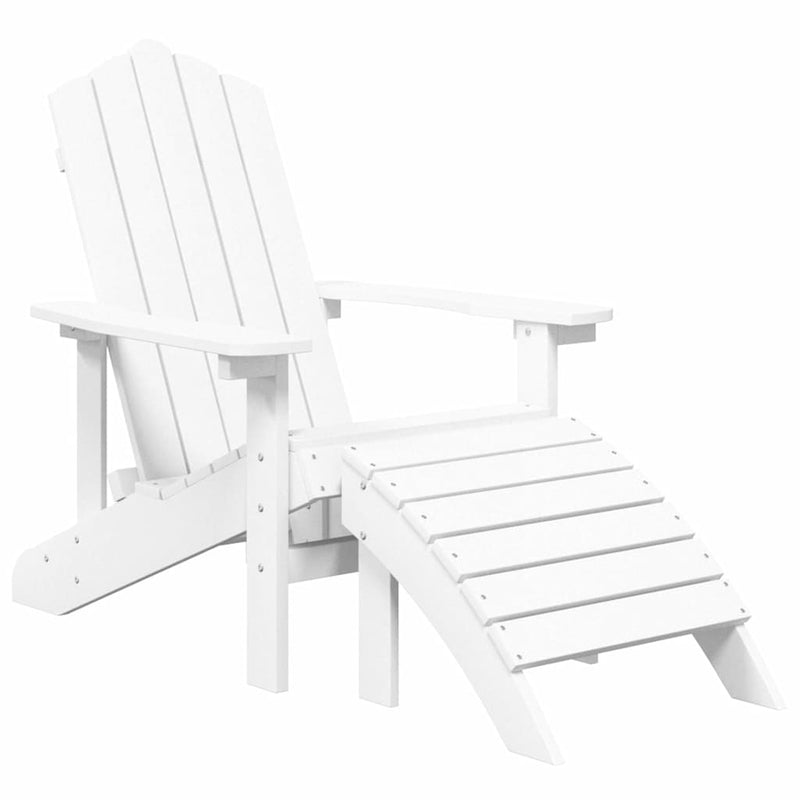 Scaun de grădină Adirondack cu masă și taburet, alb, HDPE