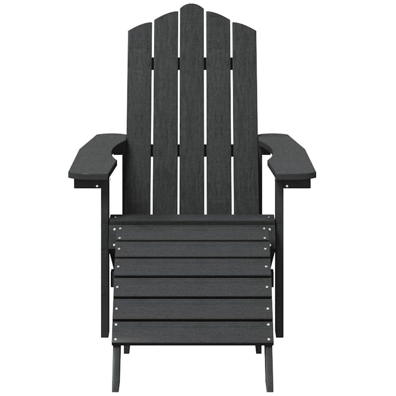 Scaune de grădină Adirondack cu taburet și masă, antracit, HDPE