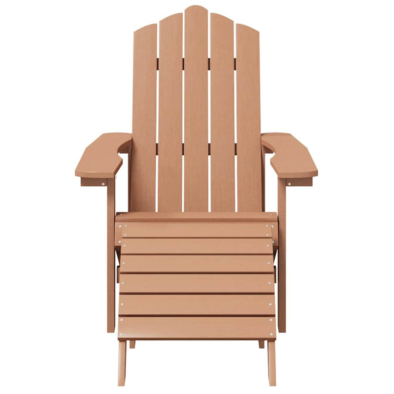 Scaune de grădină Adirondack cu masă și taburet, maro, HDPE