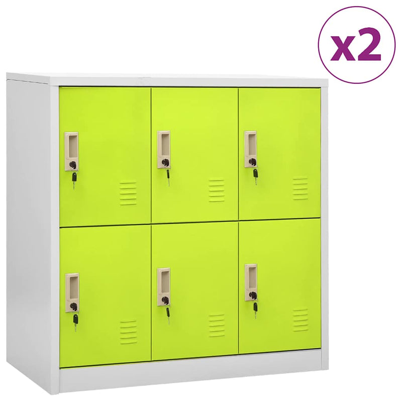 Dulapuri vestiar 2 buc. gri deschis și verde 90x45x92,5 cm oțel