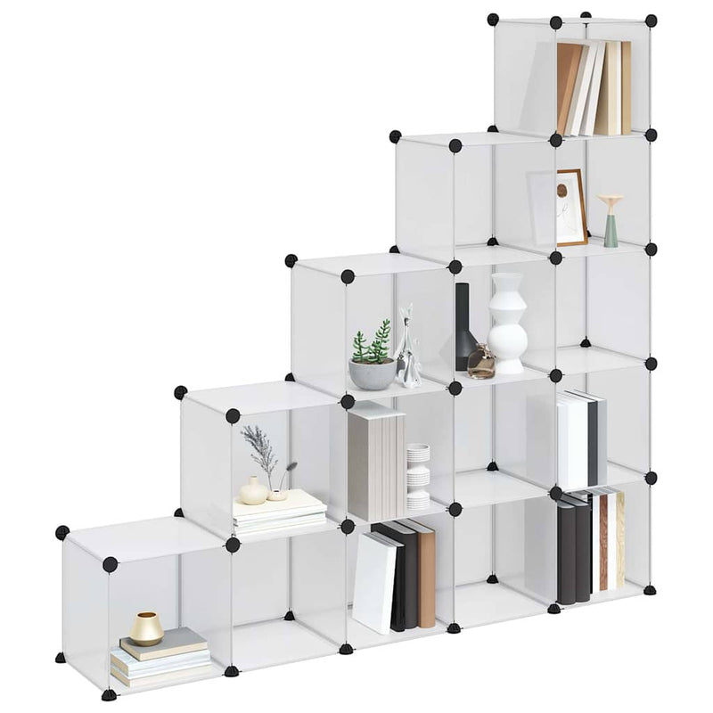 Organizator cub de depozitare, 15 cuburi, transparent, PP