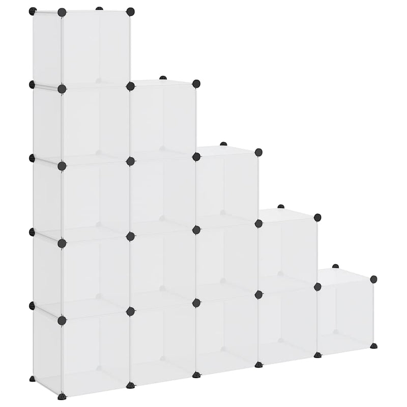 Organizator cub de depozitare, 15 cuburi, transparent, PP