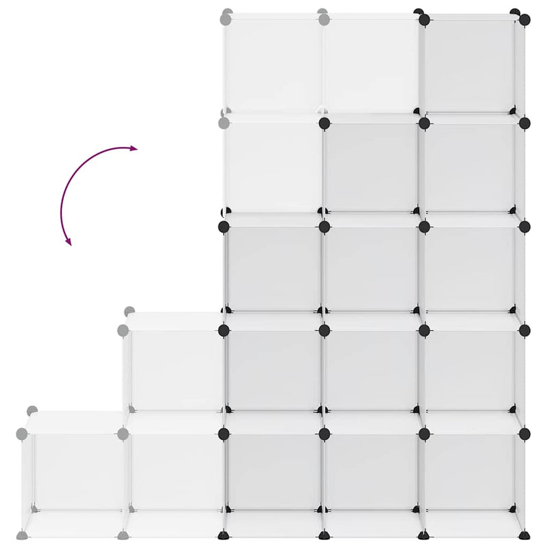 Organizator cub de depozitare, 15 cuburi, transparent, PP