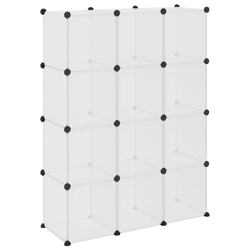 Organizator cub de depozitare, 12 cuburi, transparent, PP
