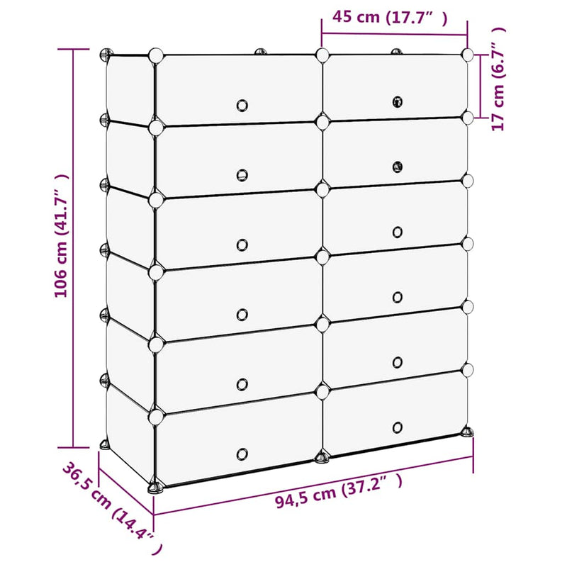 Suport de pantofi, transparent, 94,5x36,5x106 cm, PP
