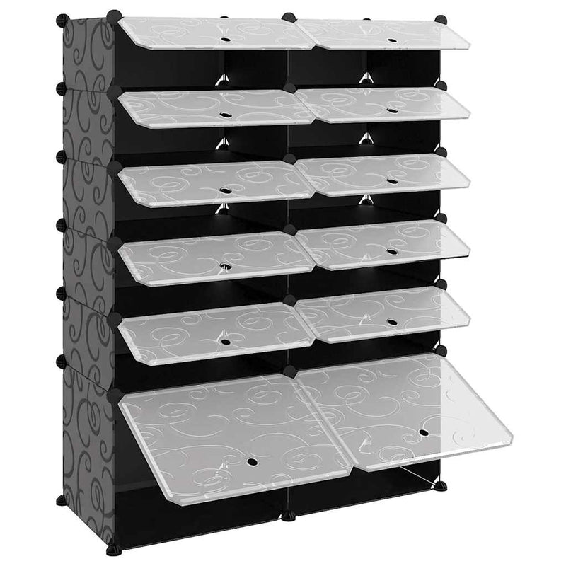 Suport de pantofi, negru, 94x37x125 cm, PP