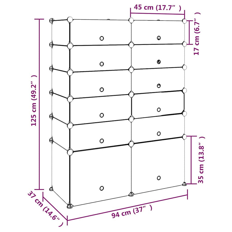 Suport de pantofi, negru, 94x37x125 cm, PP