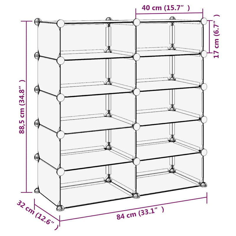 Suport de pantofi, transparent, 84x32x88,5 cm, PP