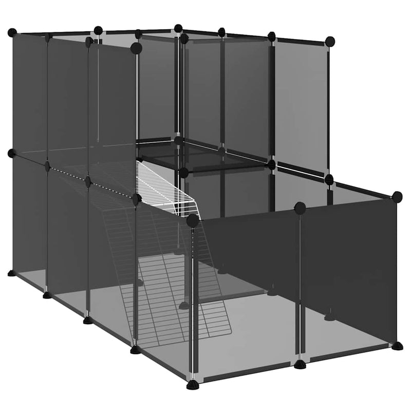 Cușcă pentru animale mici, negru, 142x74x93 cm, PP și oțel