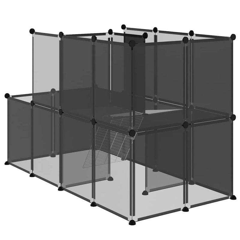 Cușcă pentru animale mici, negru, 142x74x93 cm, PP și oțel