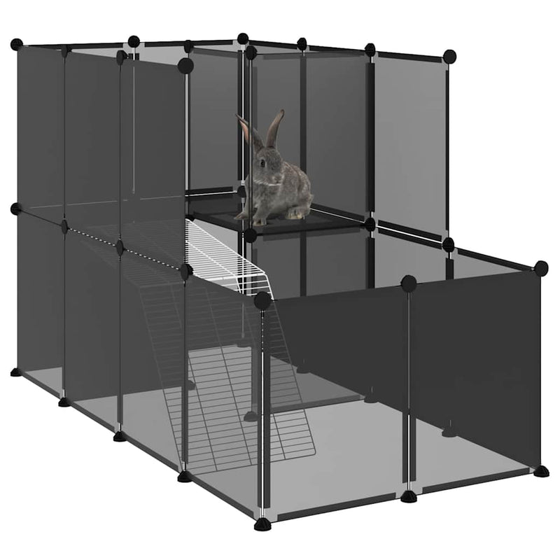 Cușcă pentru animale mici, negru, 142x74x93 cm, PP și oțel