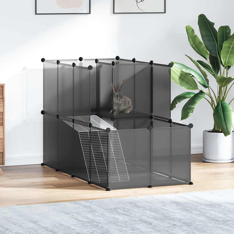 Cușcă pentru animale mici, negru, 142x74x93 cm, PP și oțel