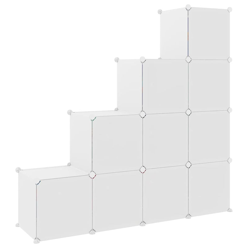 Dulap de depozitare cub pentru copii cu 10 cuburi, alb, PP