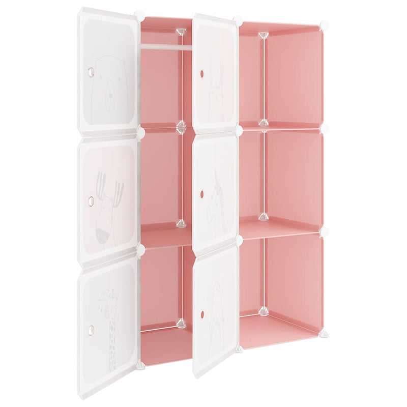 Dulap de depozitare cub pentru copii, 6 cuburi, roz, PP