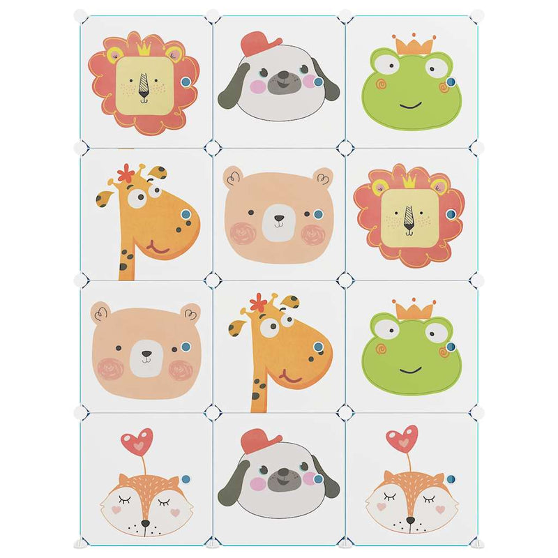 Dulap de depozitare cub pentru copii, 12 cuburi, verde, PP