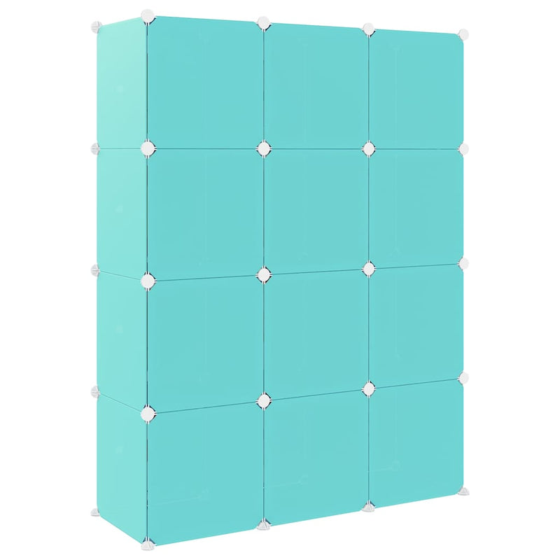 Dulap de depozitare cub pentru copii, 12 cuburi, verde, PP