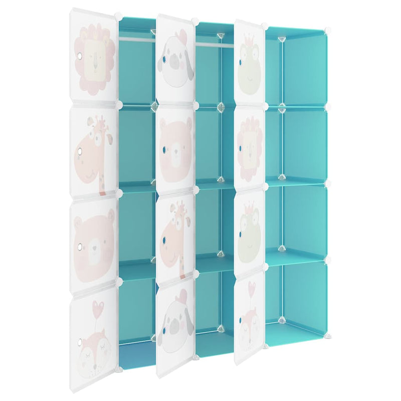 Dulap de depozitare cub pentru copii, 12 cuburi, verde, PP