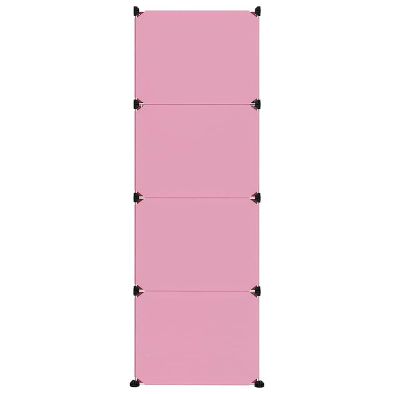 Dulap de depozitare cub pentru copii, 12 cuburi, roz, PP
