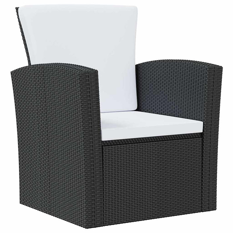 Set mobilier de grădină cu perne, 16 piese, negru, poliratan