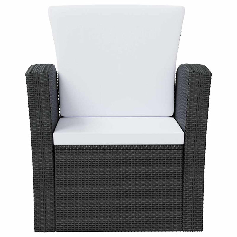 Set mobilier de grădină cu perne, 16 piese, negru, poliratan