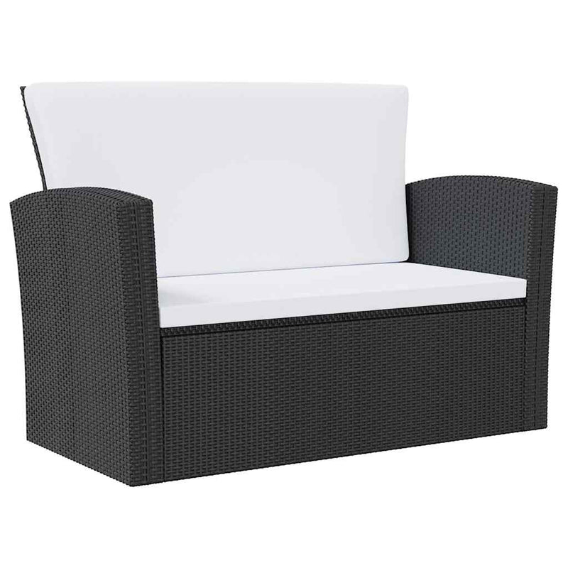 Set mobilier de grădină cu perne, 16 piese, negru, poliratan