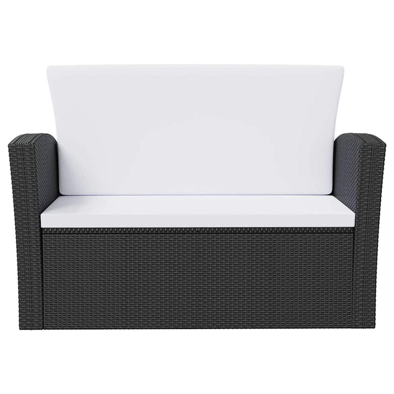 Set mobilier de grădină cu perne, 16 piese, negru, poliratan