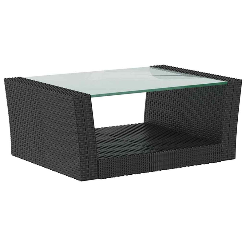 Set mobilier de grădină cu perne, 16 piese, negru, poliratan