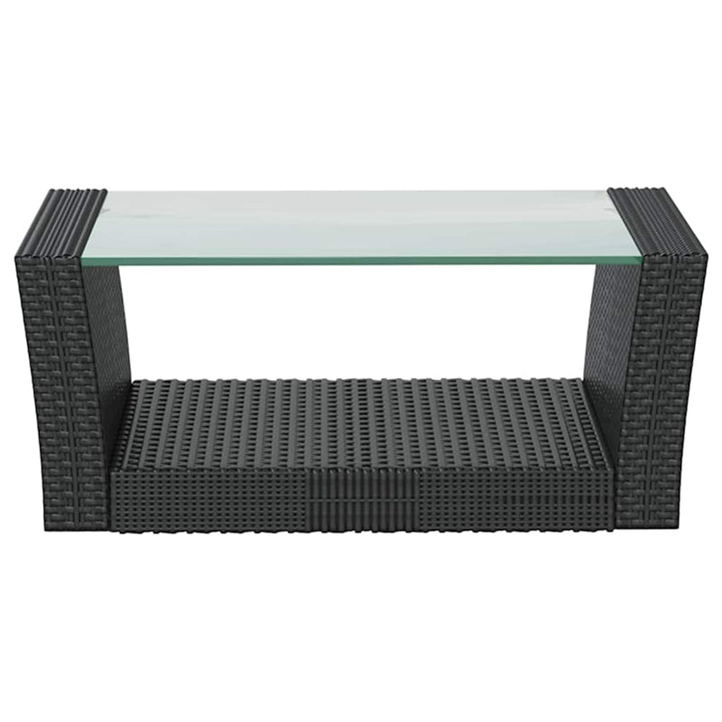 Set mobilier de grădină cu perne, 16 piese, negru, poliratan