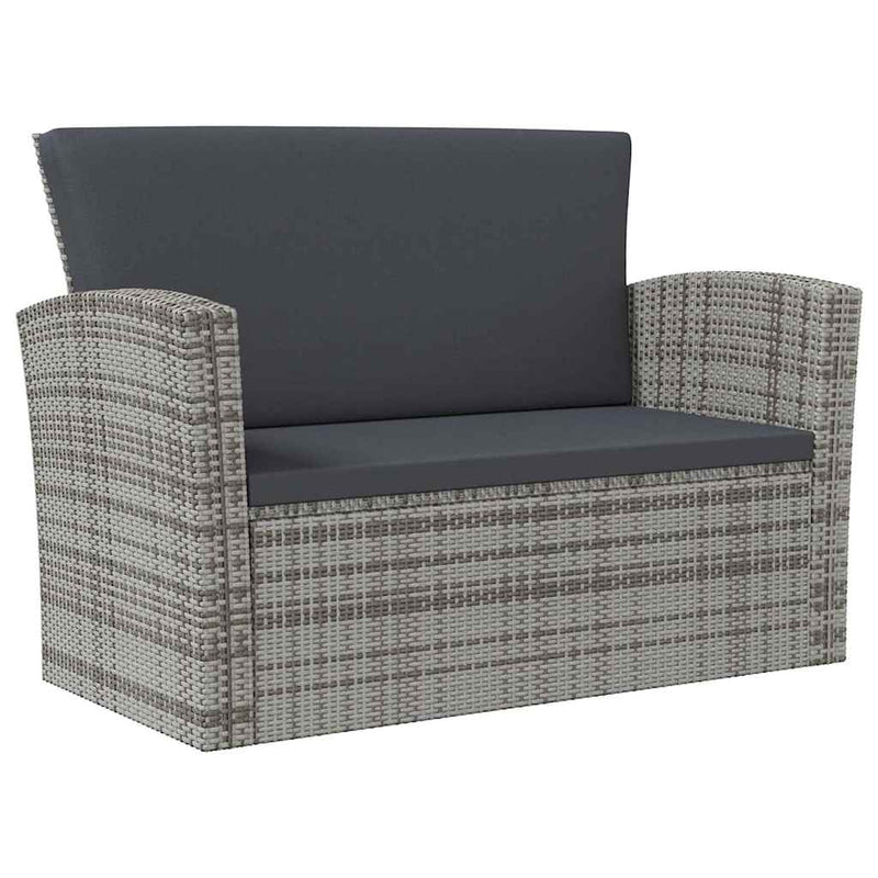 Set mobilier de grădină cu perne, 8 piese, gri, poliratan