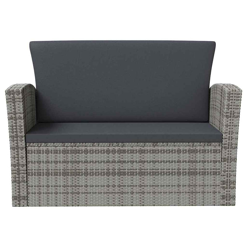 Set mobilier de grădină cu perne, 8 piese, gri, poliratan