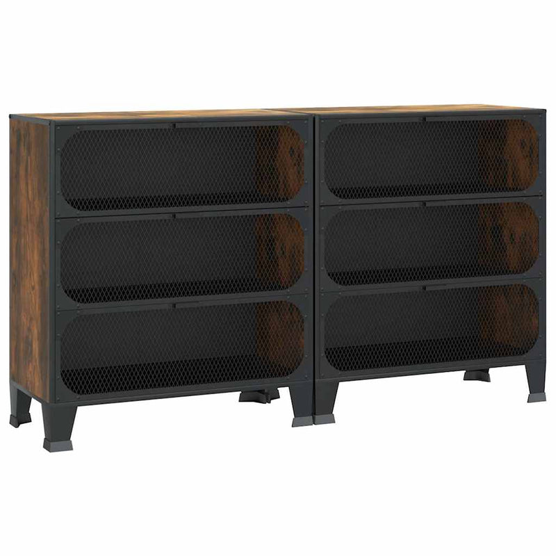 Dulapuri de depozitare 2 buc. maro rustic 72x36x82 cm metal/MDF
