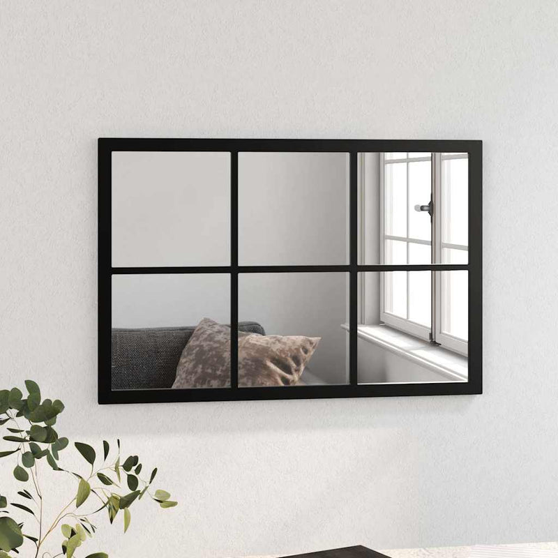 Oglindă de perete, negru, 60x40 cm, metal