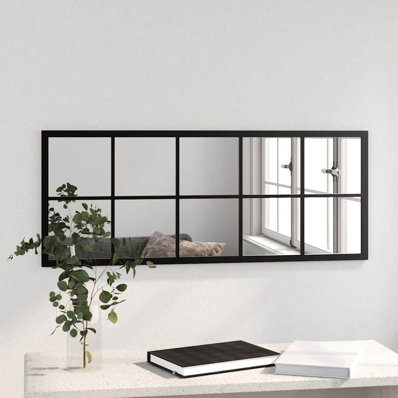 Oglindă de perete, negru, 100x40 cm, metal
