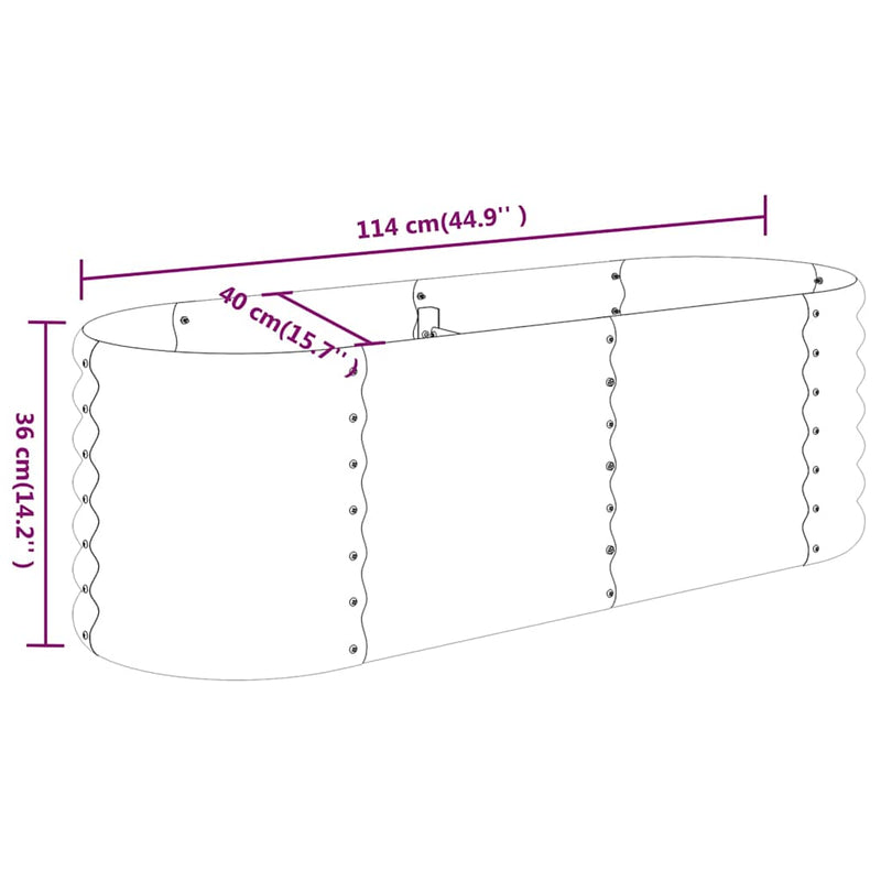 Strat înălțat grădină 114x40x36 cm oțel galvanizat