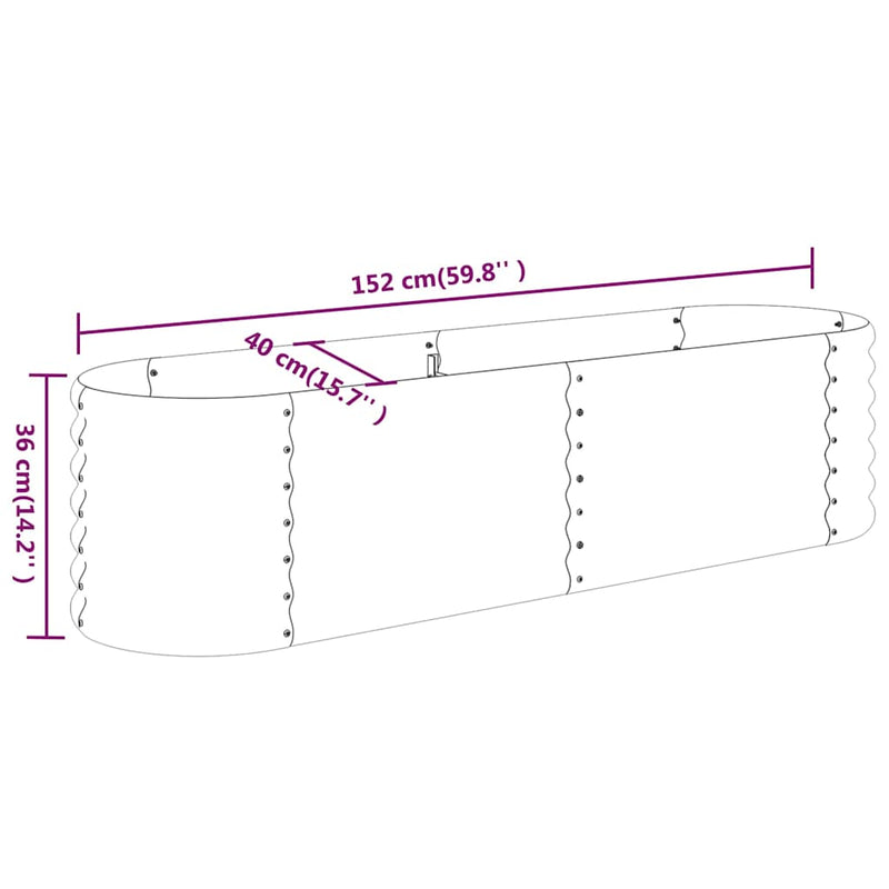 Strat înălțat grădină 152x40x36 cm oțel galvanizat