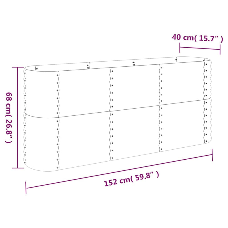 Strat înălțat grădină 152x40x68 cm oțel galvanizat