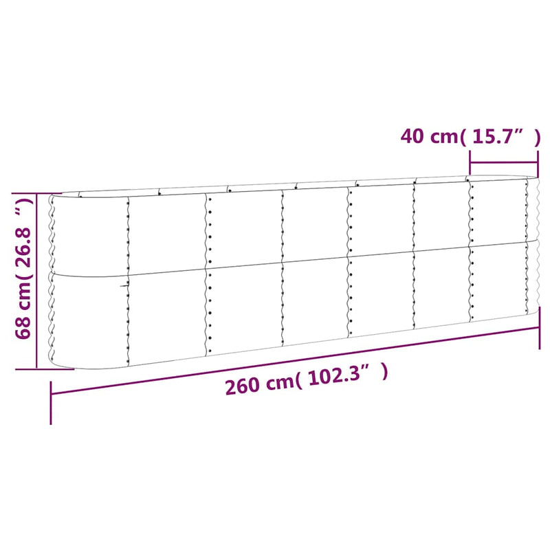 Strat înălțat grădină 260x40x68 cm oțel galvanizat