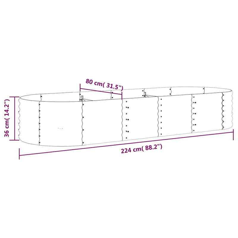 Strat înălțat grădină 224x80x36 cm oțel galvanizat