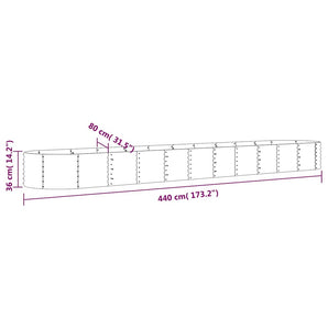 Strat înălțat grădină gri 440x80x36cm oțel galvanizat