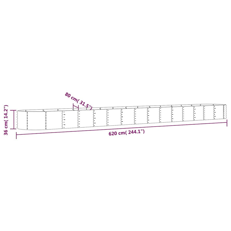 Strat înălțat grădină 620x80x36 cm oțel galvanizat