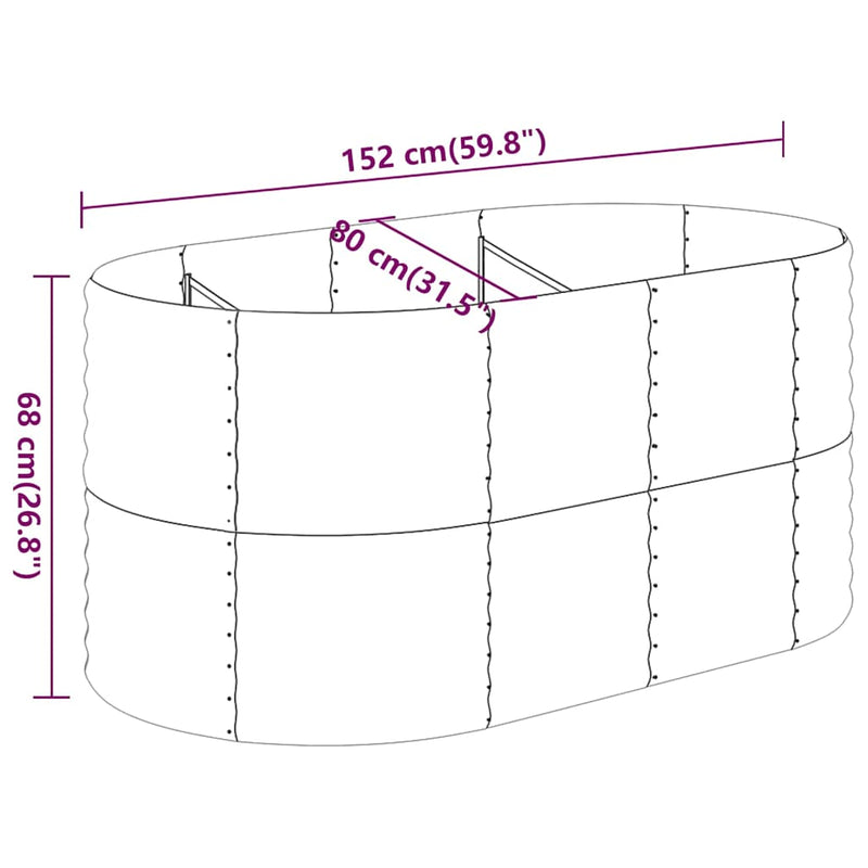 Strat înălțat grădină 152x80x68 cm oțel galvanizat